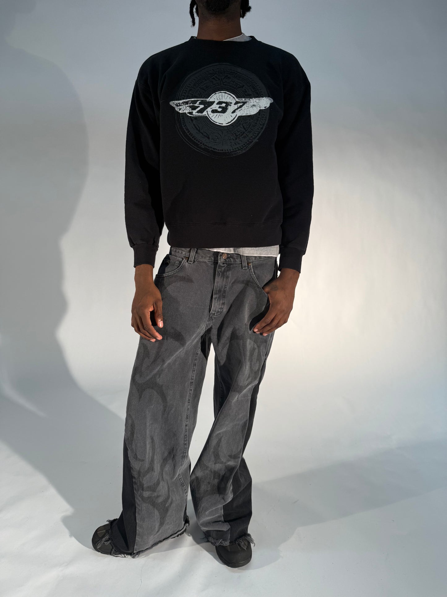 Cursed Flight 737 Black Crewneck