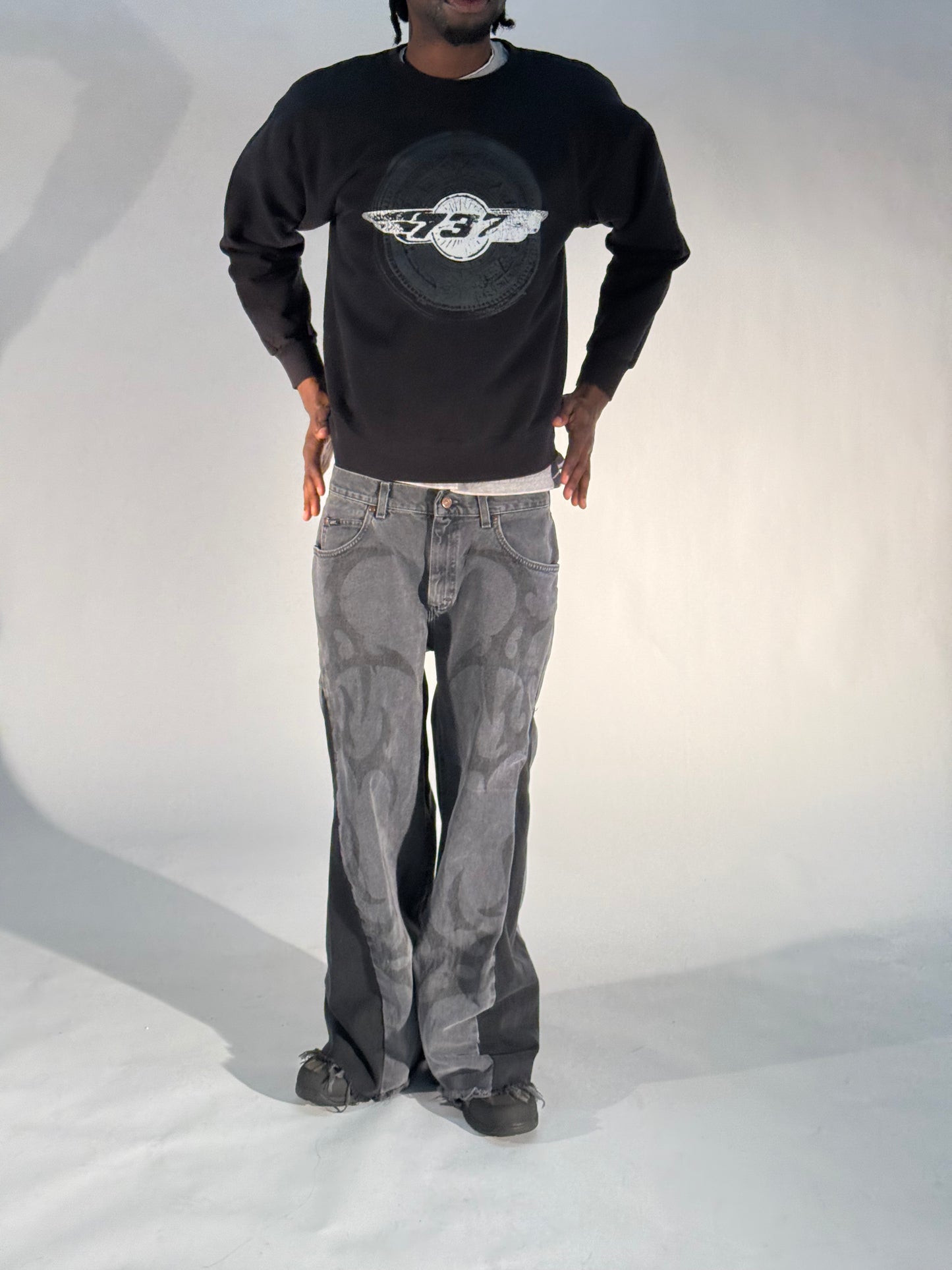 Cursed Flight 737 Black Crewneck