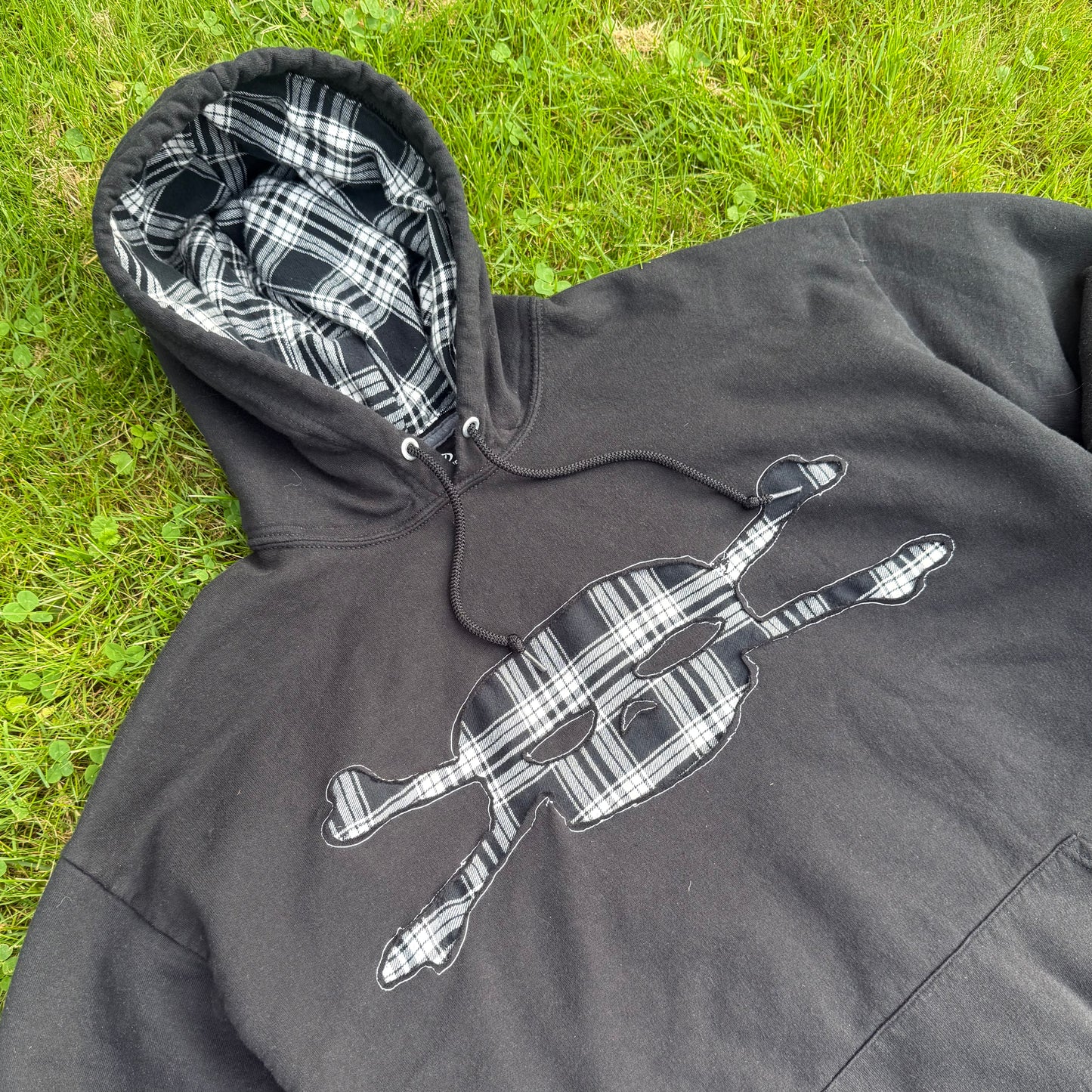 Black & White Plaid Skull Hoodie