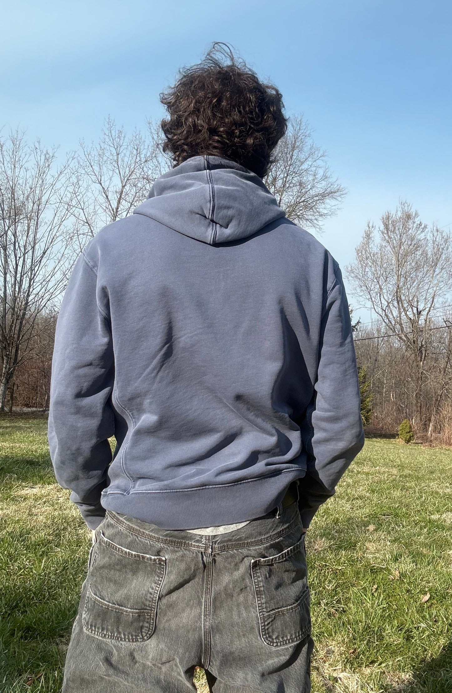 Distressed Blue Plaid Skull Hoodie