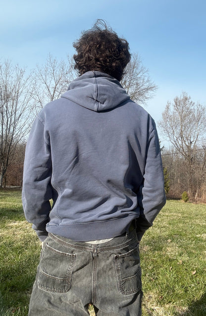 Distressed Blue Plaid Skull Hoodie