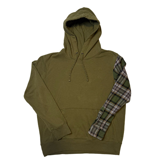 Green Plaid Sleeve Hoodie
