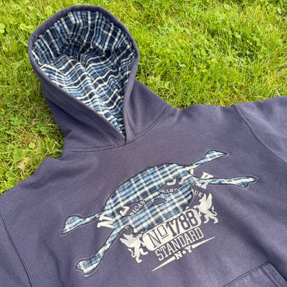 Light Blue Plaid Skull Hoodie