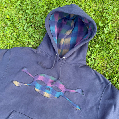 Dark Blue Plaid Skull Hoodie