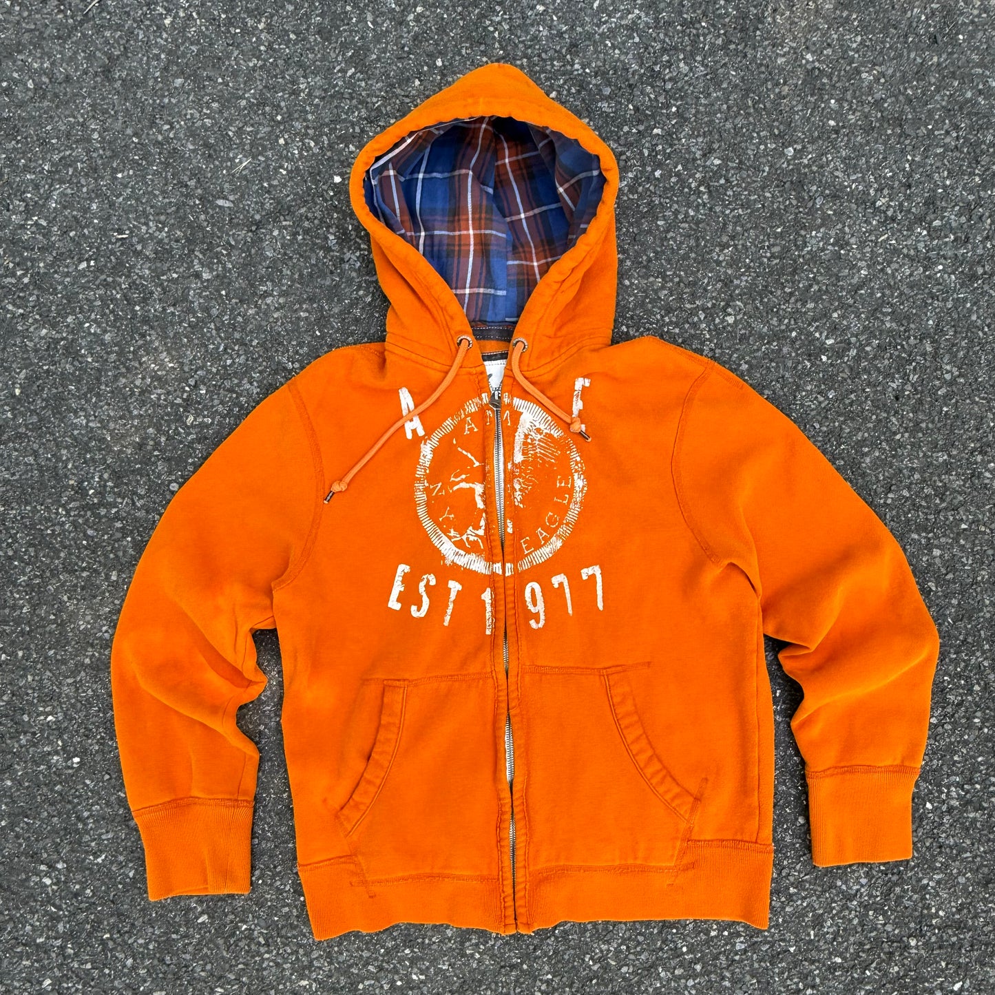 Orange & Blue Plaid Zip Up