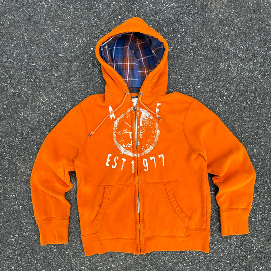 Orange & Blue Plaid Zip Up