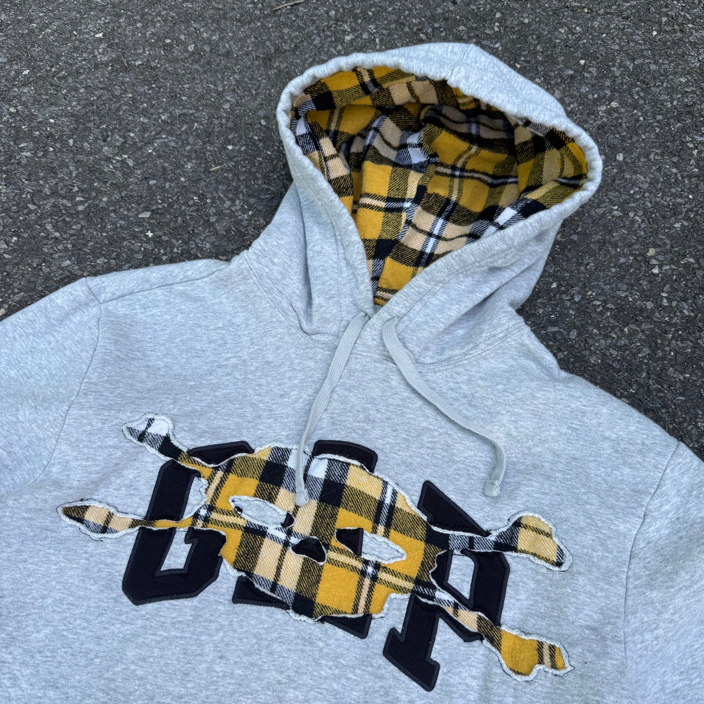 Grey & Yellow Plaid Skull Hoodie