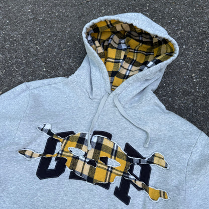 Grey & Yellow Plaid Skull Hoodie