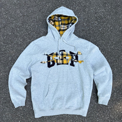 Grey & Yellow Plaid Skull Hoodie