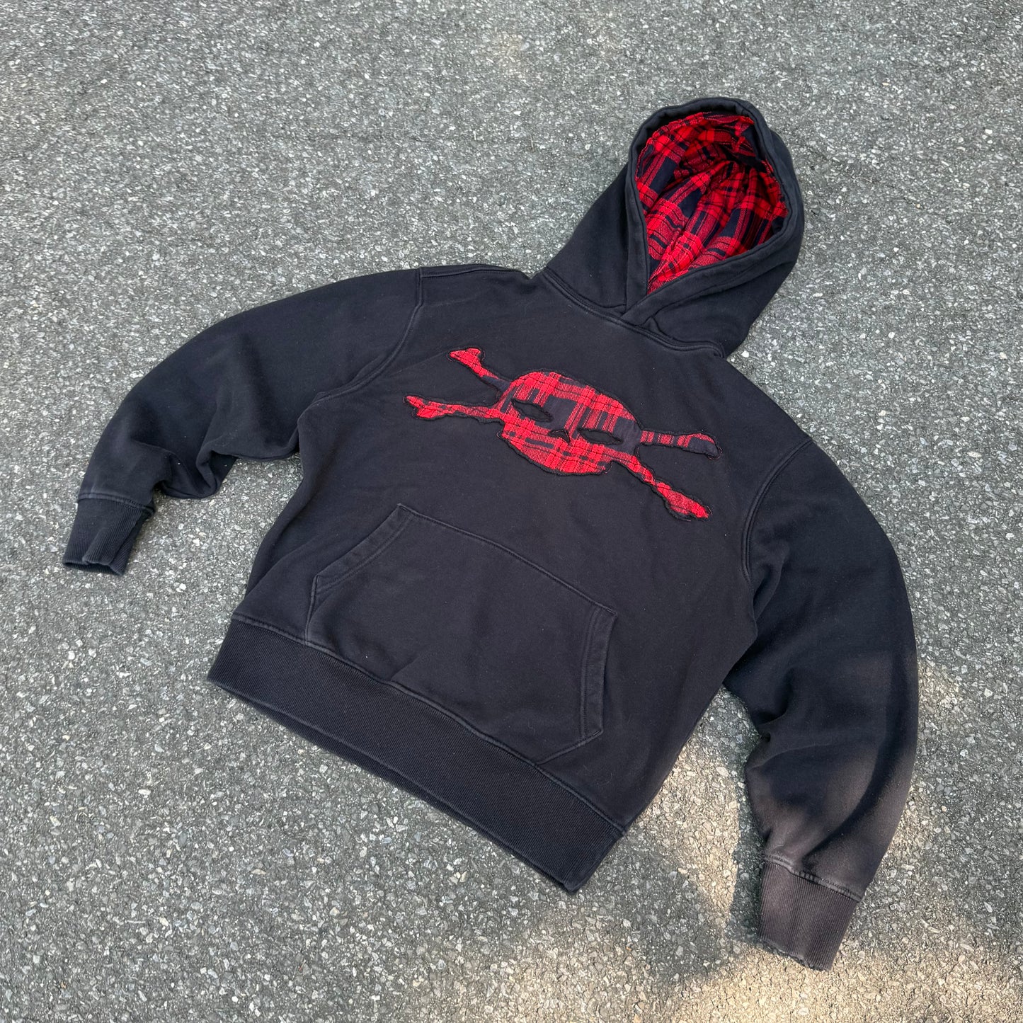 Black & Red Plaid Skull Hoodie