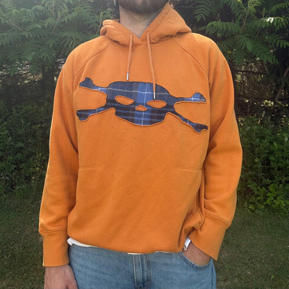 Orange & Blue Plaid Skull Hoodie