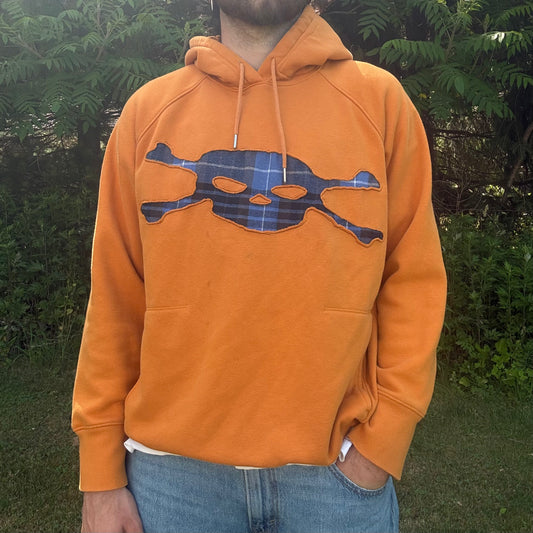 Orange & Blue Plaid Skull Hoodie