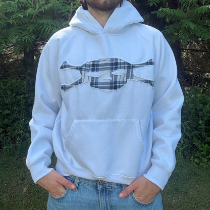 White & Blue Plaid Skull Hoodie