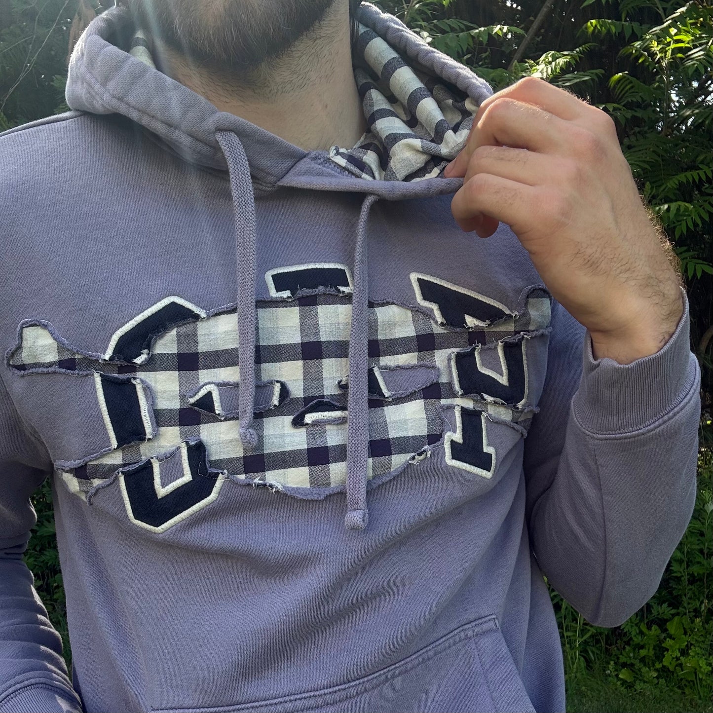 Purple GAP Plaid Skull Hoodie