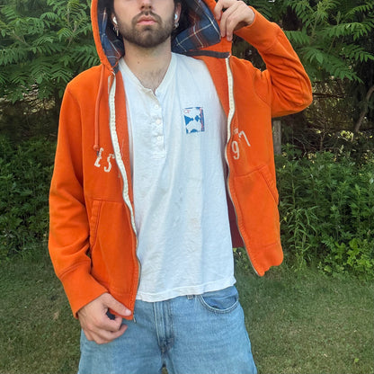 Orange & Blue Plaid Zip Up