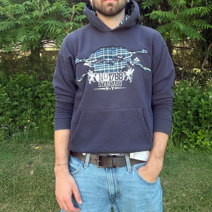 Light Blue Plaid Skull Hoodie