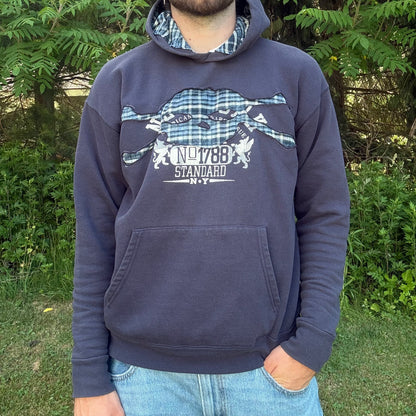 Light Blue Plaid Skull Hoodie
