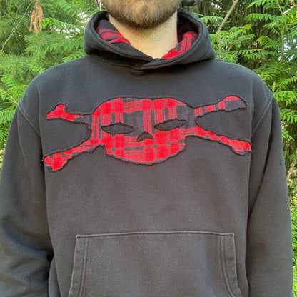 Black & Red Plaid Skull Hoodie