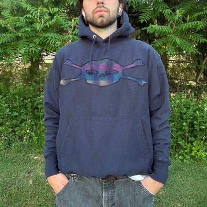 Dark Blue Plaid Skull Hoodie