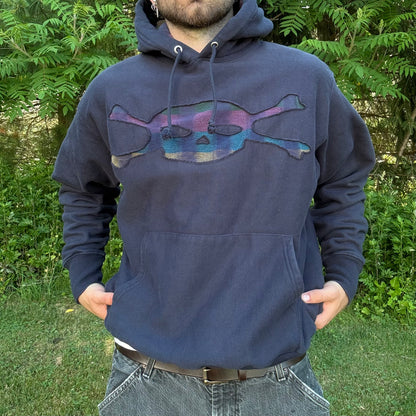 Dark Blue Plaid Skull Hoodie