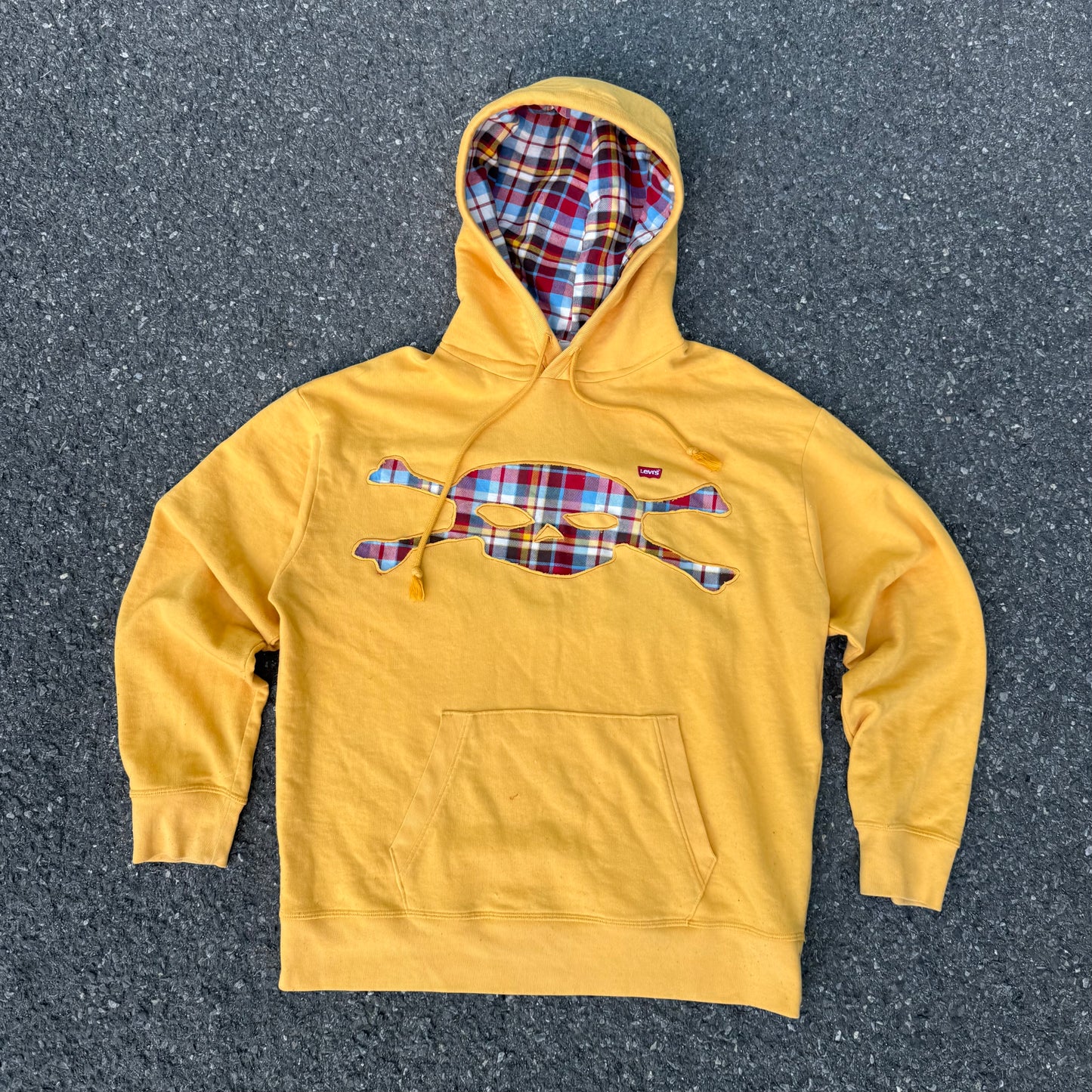 Yellow Levis Plaid Skull Hoodie
