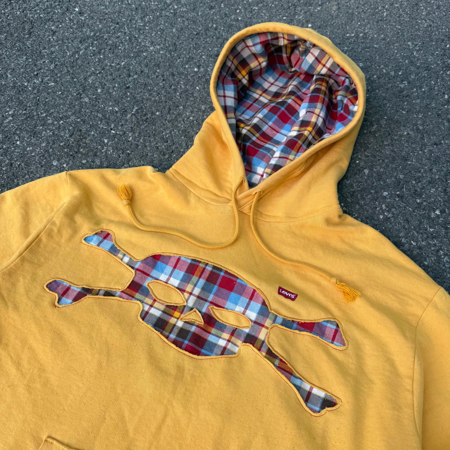 Yellow Levis Plaid Skull Hoodie