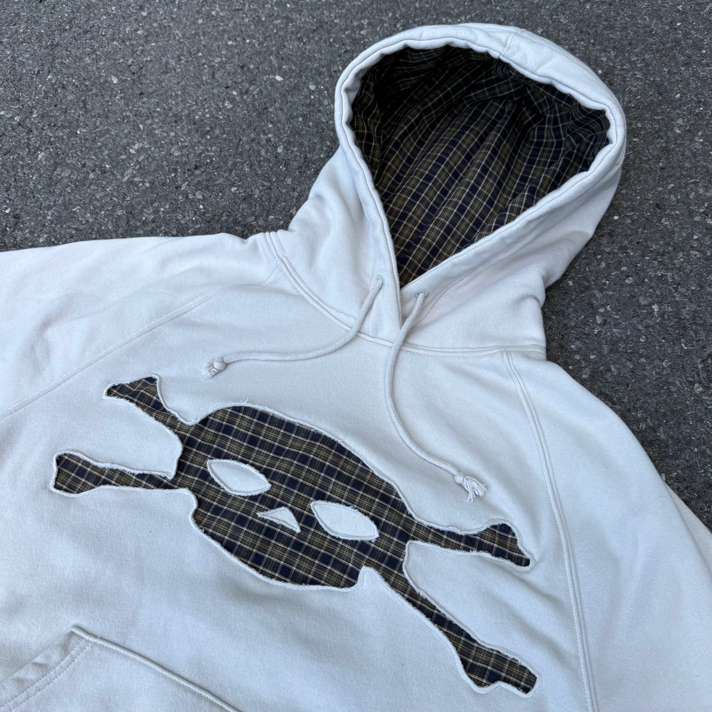 Beige Plaid Skull Hoodie