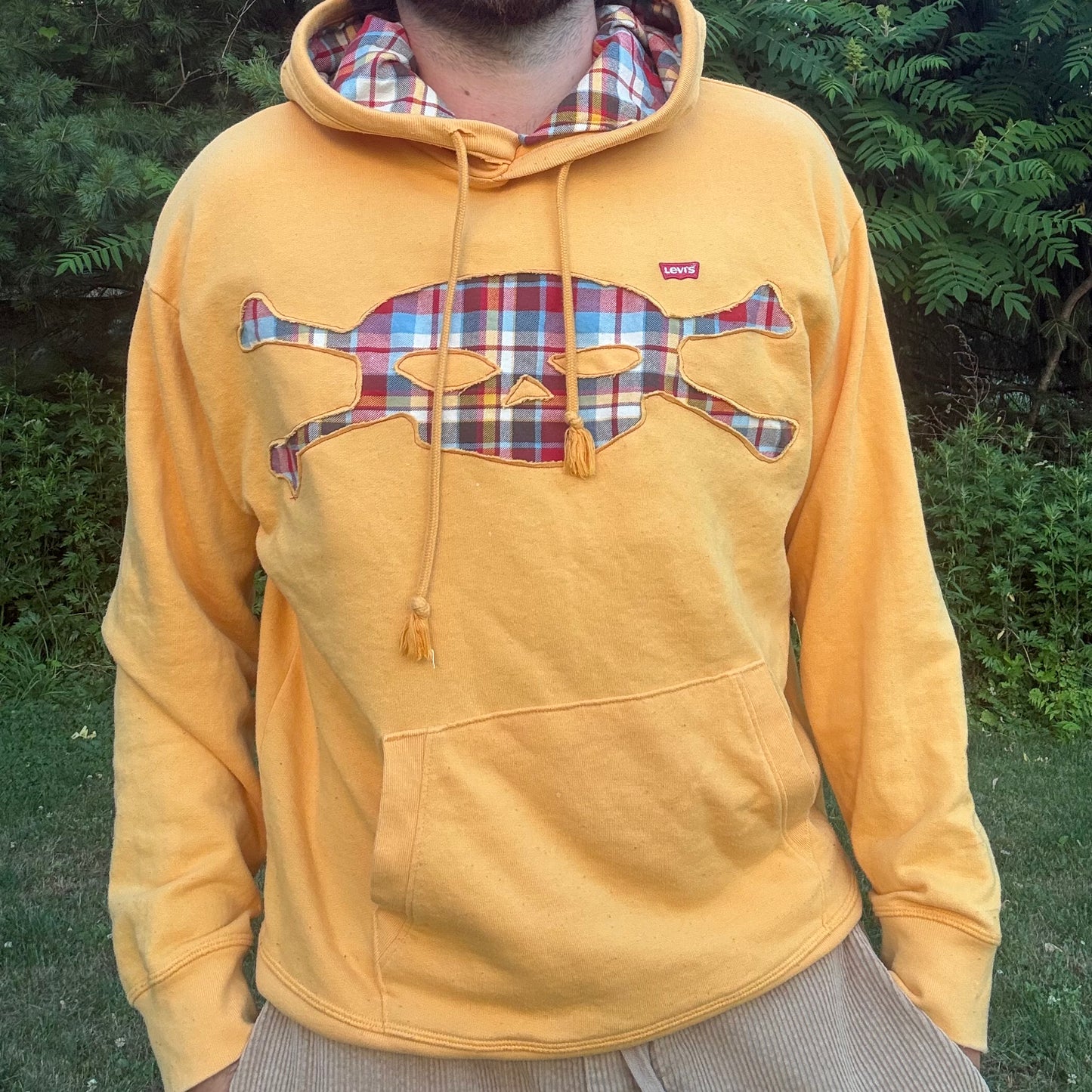 Yellow Levis Plaid Skull Hoodie
