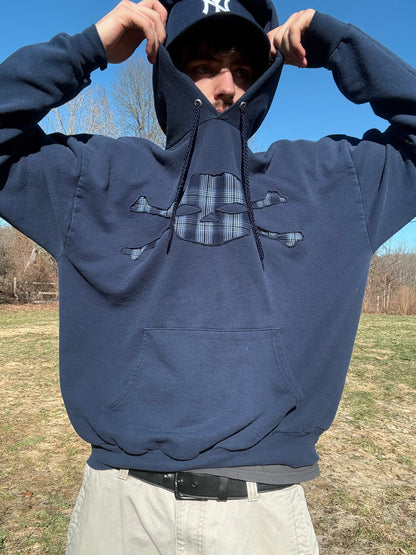 Blue Plaid Skull Hoodie