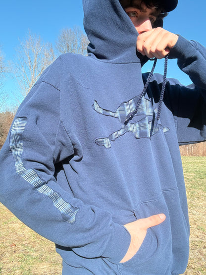 Blue Plaid Skull Hoodie