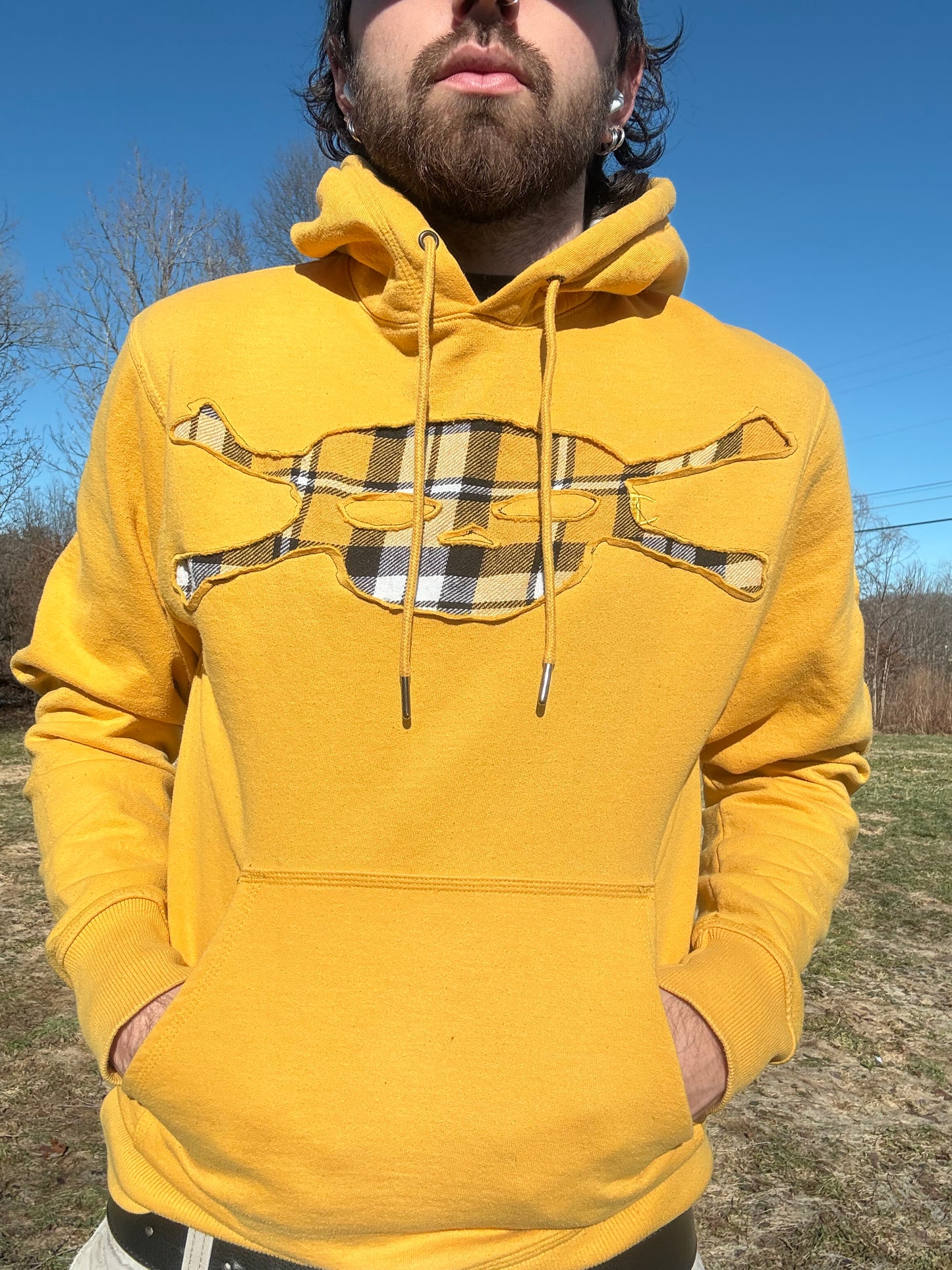 Yellow Plaid Skull Hoodie