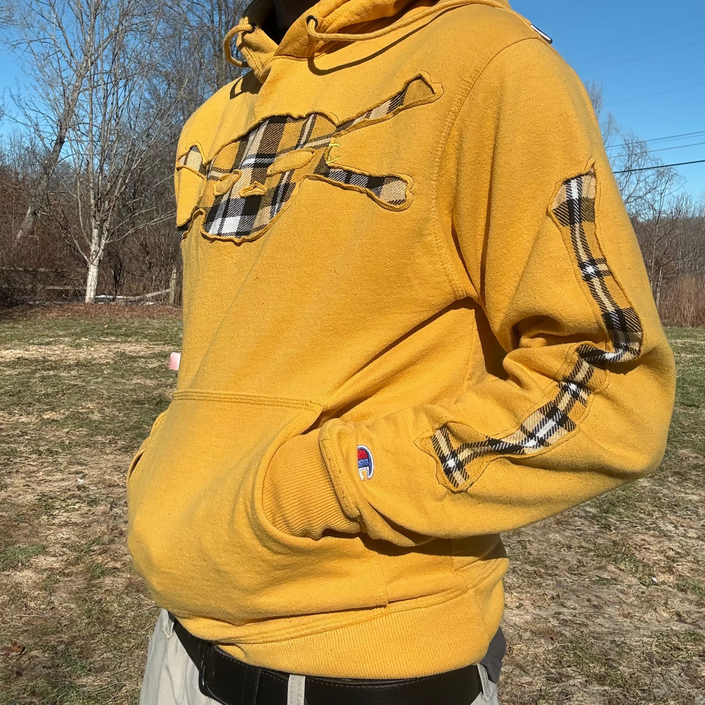 Yellow Plaid Skull Hoodie