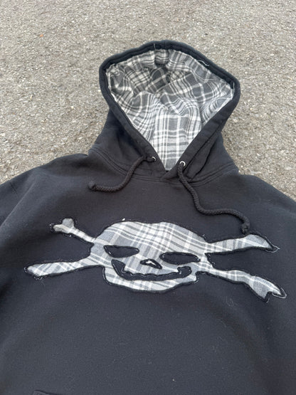 White Plaid Skull Hoodie