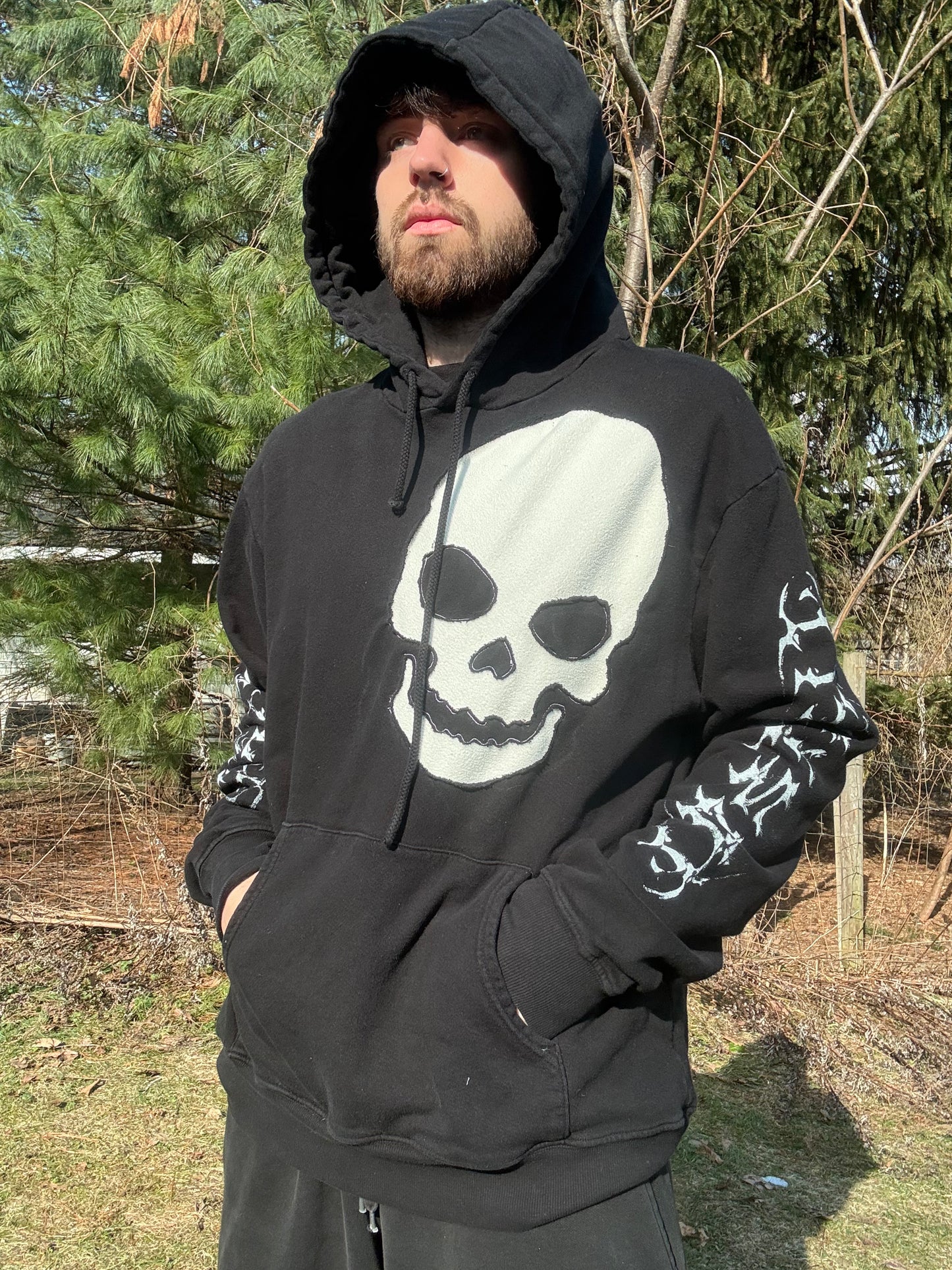 Hylism White Skull Hoodie