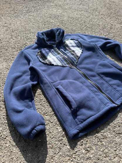 Plaid Heart Fur Zip-up