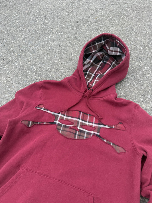 Maroon Plaid Skull Hoodie