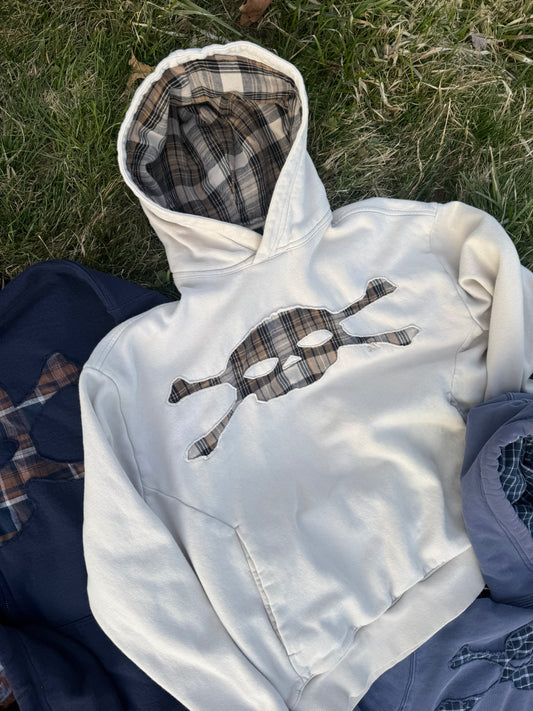 Beige Plaid Skull Hoodie