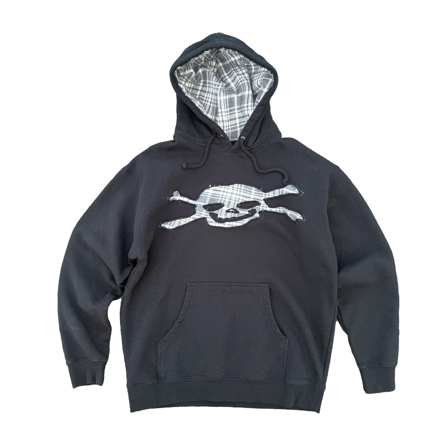 White Plaid Skull Hoodie