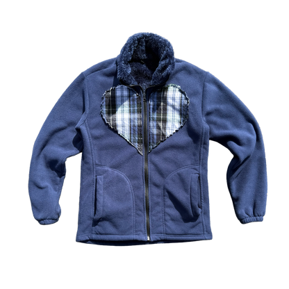 Plaid Heart Fur Zip-up