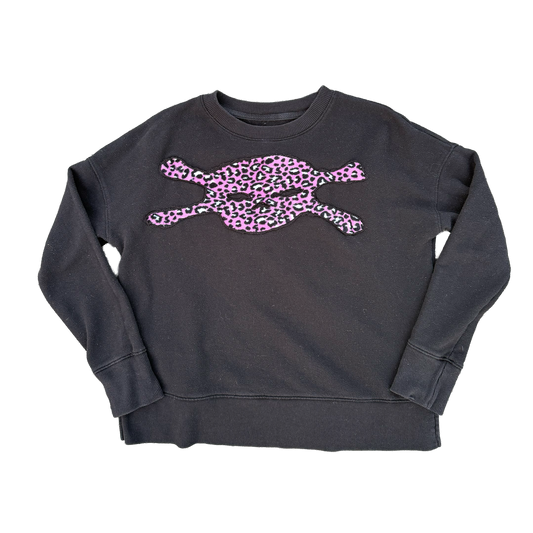 Pink Cheeta Plaid Skull Crewneck